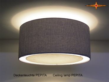Deckenlampe PEPITA Ø60 cm schwarz weiß kariert mit Lichtrand Diffusor